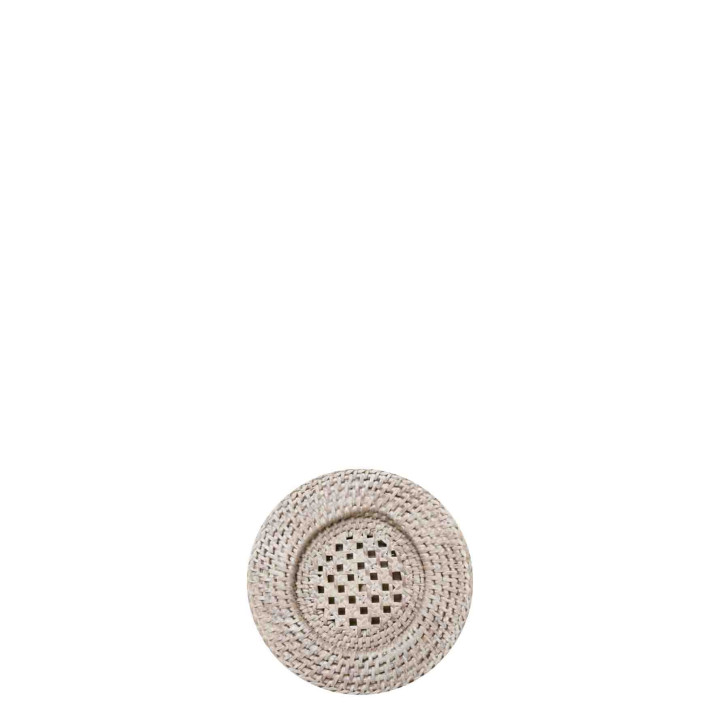 Petit sousplat vintage en oisier blanc d16 cm