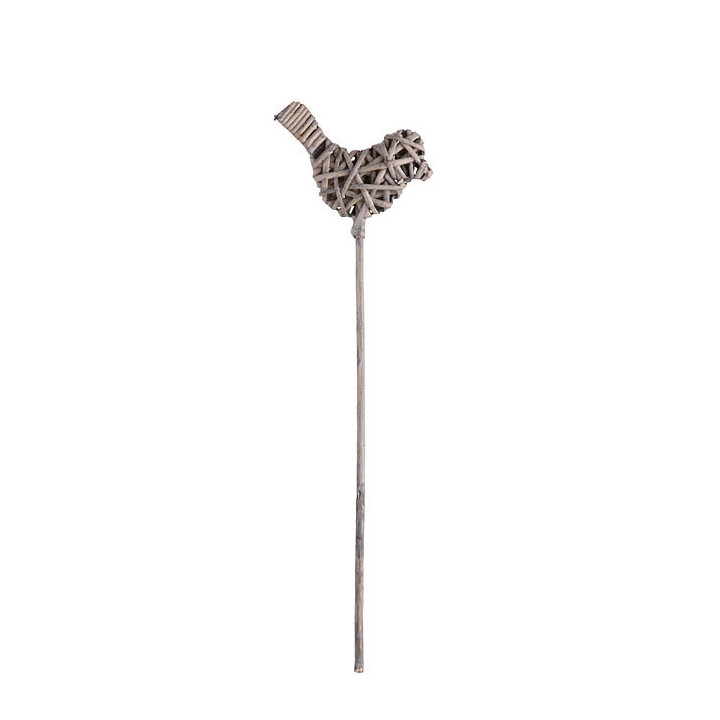 Bird stick made of sticks grey color h35 cm