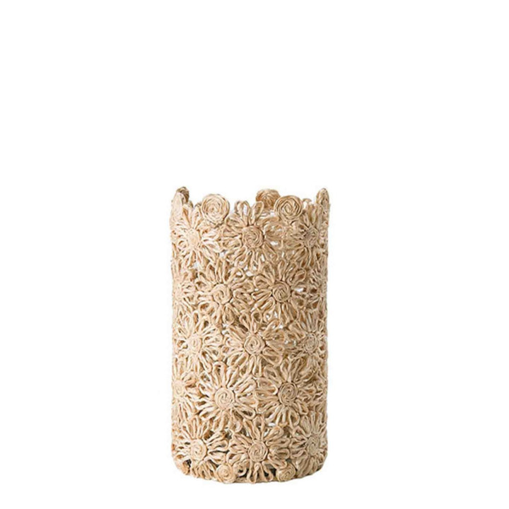 Abaca cachepot basket + glass vase