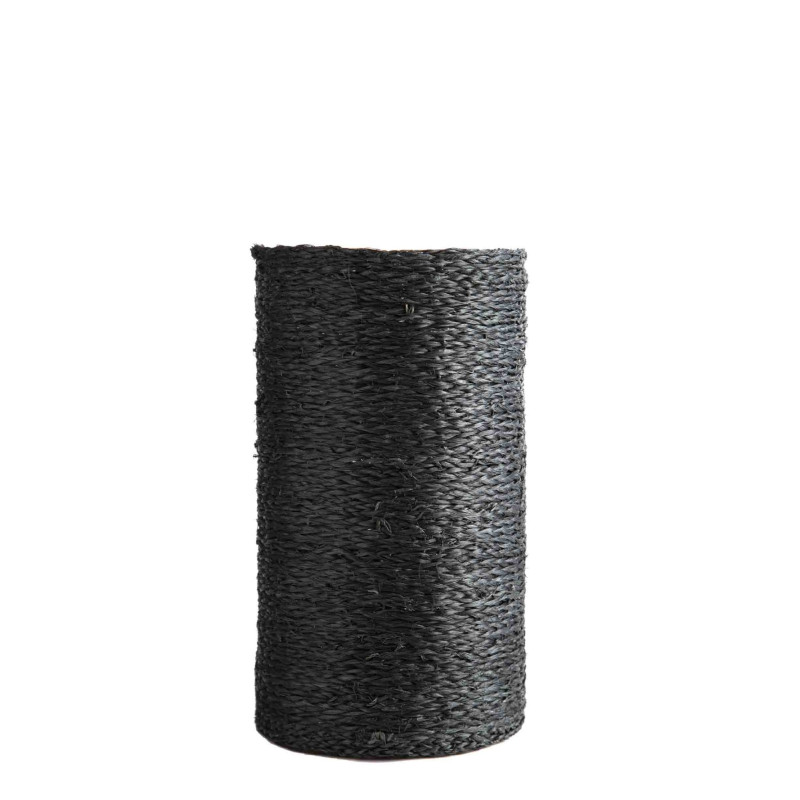 Panier noir en abaca + vase en verre d17 h27 cm