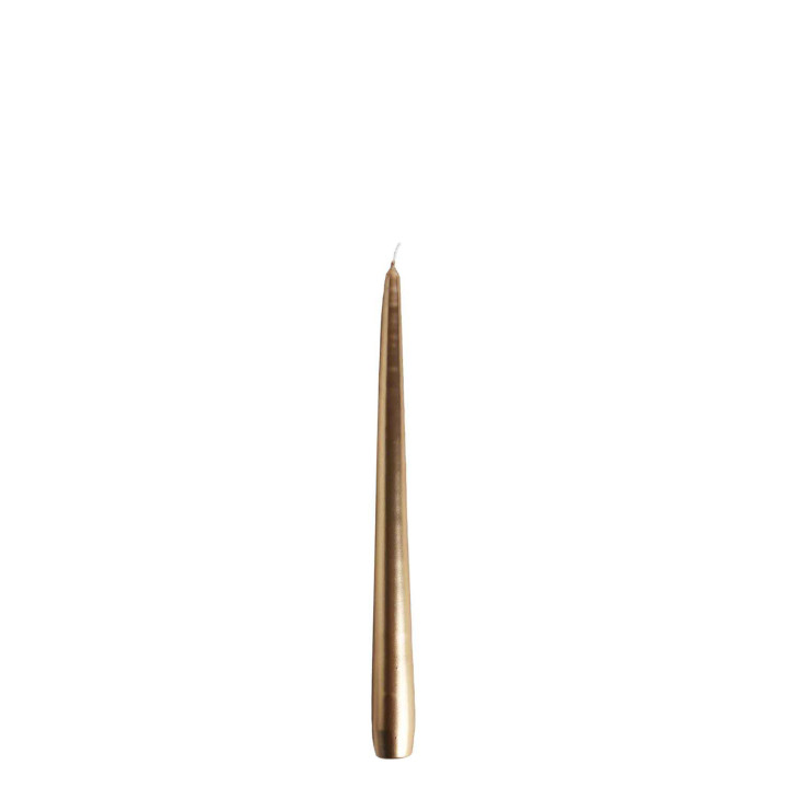Confezione 12 candele coniche colore gold h25 cm