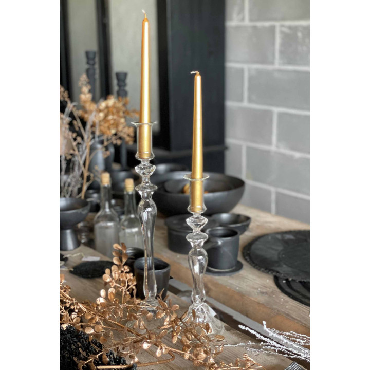 Confezione 12 candele coniche colore gold h25 cm