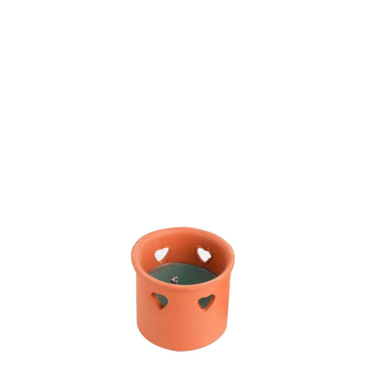 Citronella blu in vaso di coccio con cuori d9 h8 cm