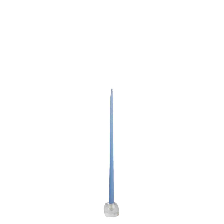 Set de 8 bougies bleues avec portebugie en verre h19 cm
