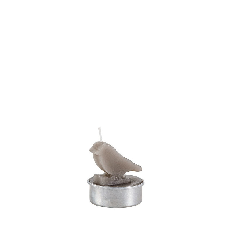 Pack of 6 grey bird tealight candles d4 h5 cm