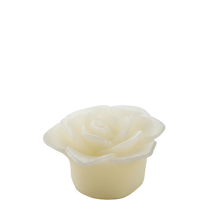 Candela led galleggiante forma di rosa col. crema d8 h4 cm