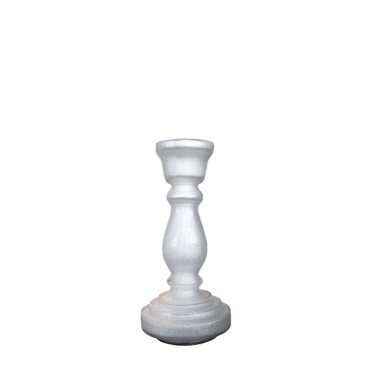 Shiny white candle holder h22 cm