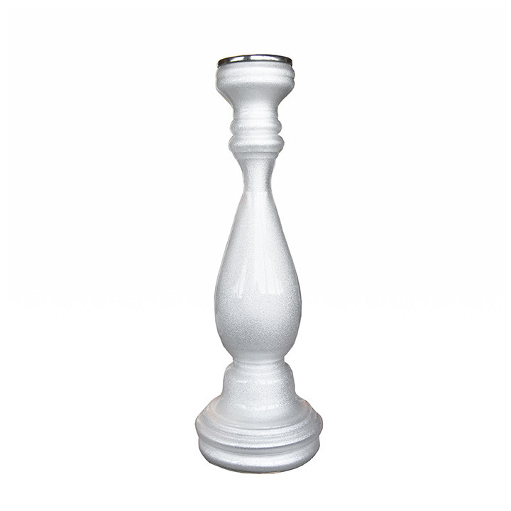 Shiny white candle holder h41 cm