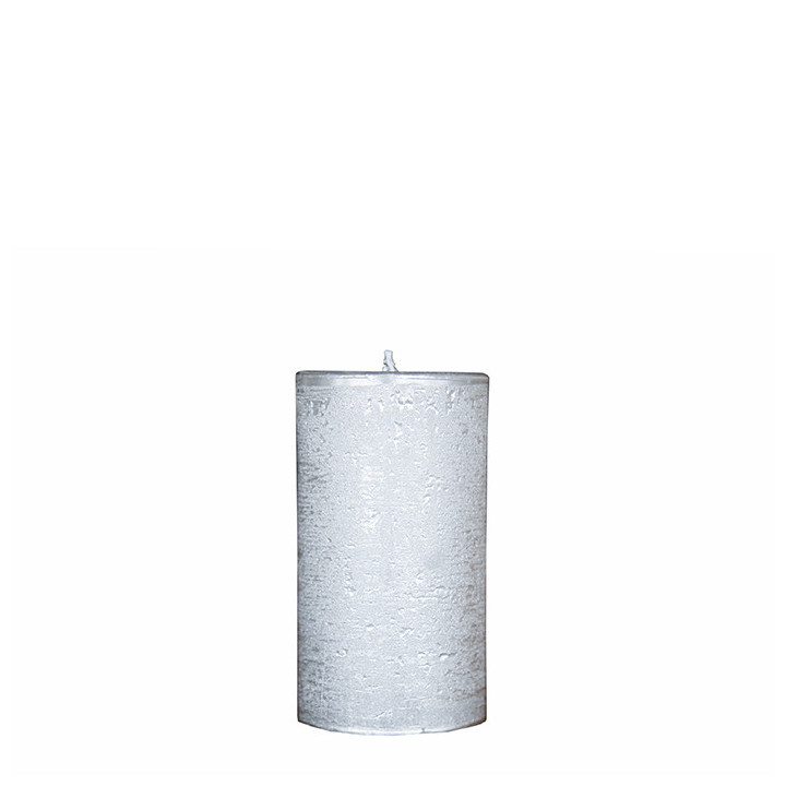 Confezione 2 candele colore argento antico d7 h18 cm