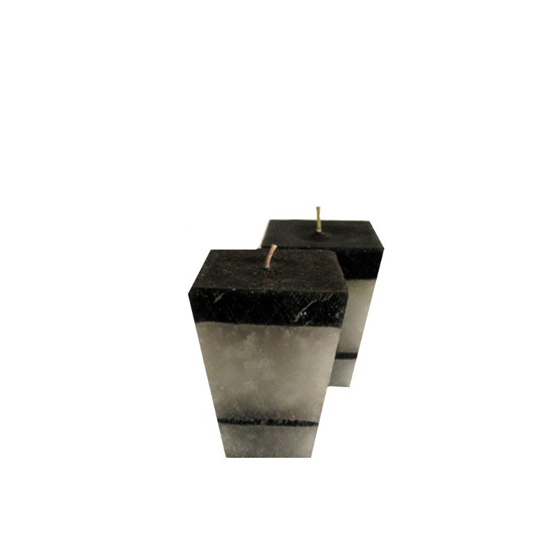 Confezione 2 candele nero e grigio 7 x 7 h10 cm