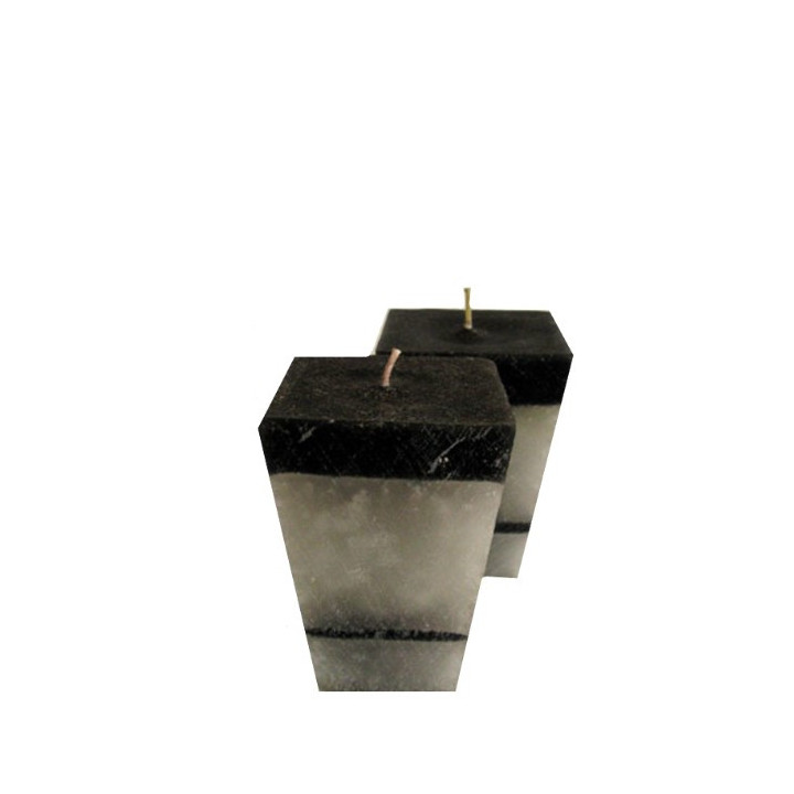 Confezione 2 candele nero e grigio 7 x 7 h10 cm