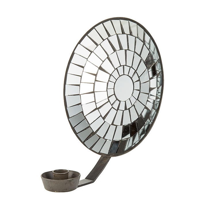 Mirror mosaic candle holder for wall d22.5 cm