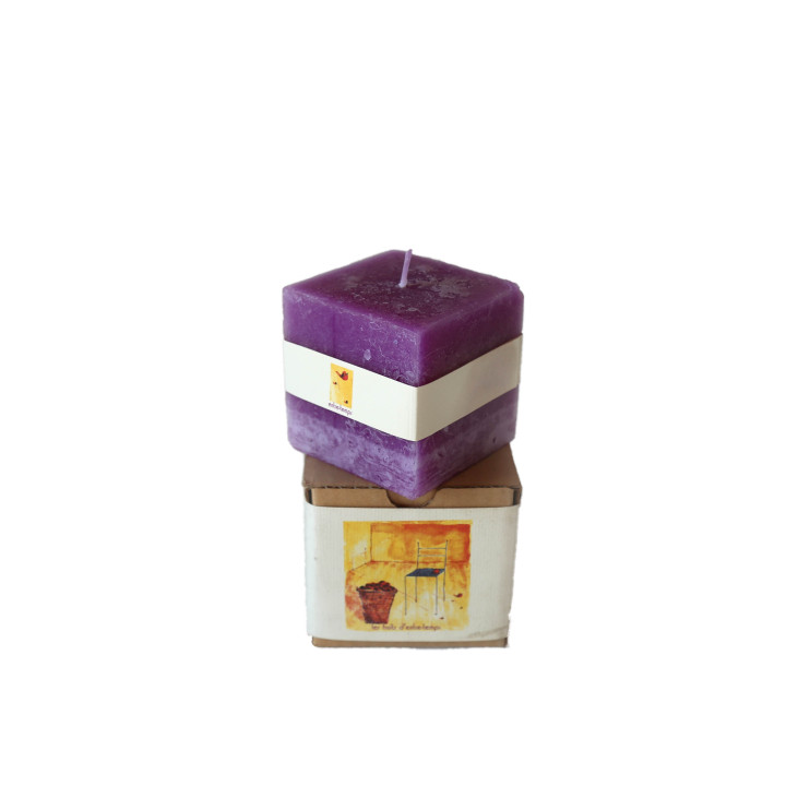 Candela cubo viola profumata 7.5 x 7.5 h7.5 cm