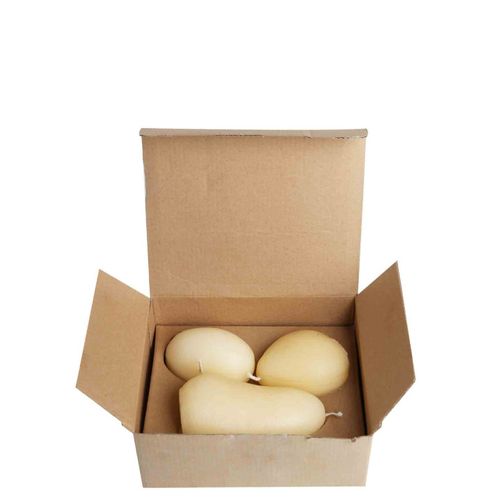 Set di 3 candele artistiche forma sasso panna