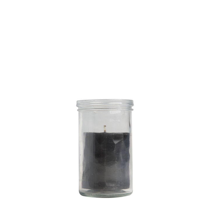 Faceted black candle in a jar h15 cm