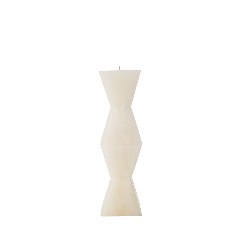 Candela bianca zig zag con scatola singola 8 x 8 h29 cm