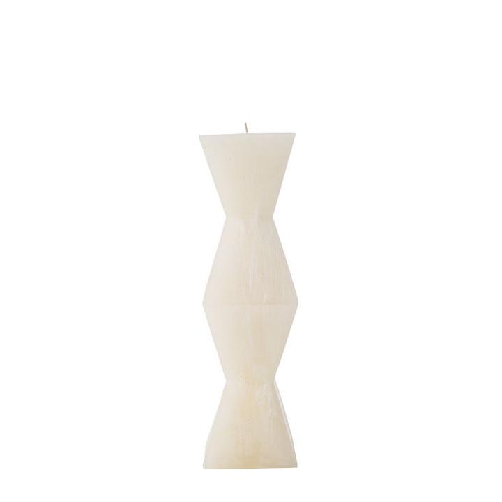 Candela bianca zig zag con scatola singola 8 x 8 h29 cm