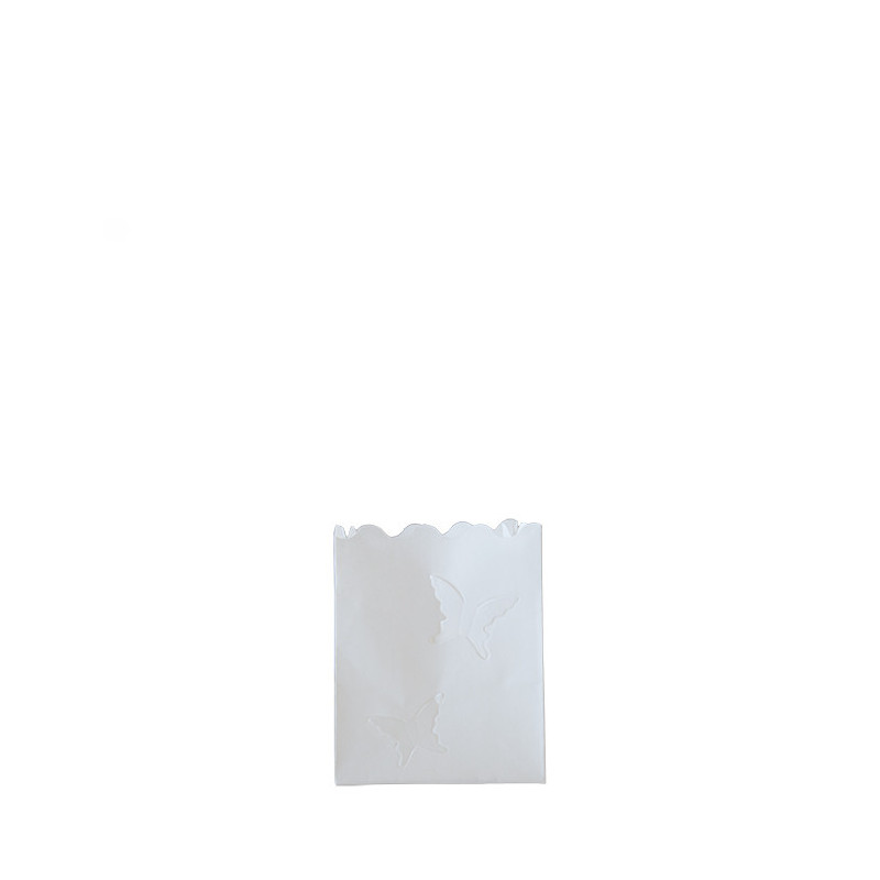 Pack of 10 fireproof paper lantern with butterflies 7.5 x 7.5 h10 cm