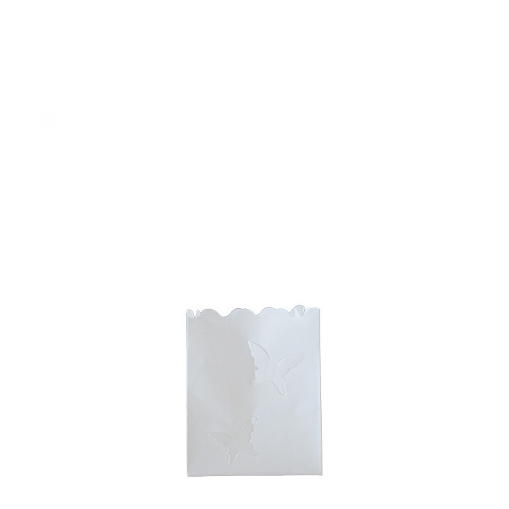 Paquet de 10 lanterne en papier ignifuge avec papillons 7.5 x 7.5 h10 cm