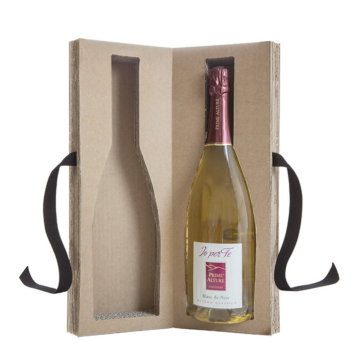 Bottle holder box for magnum bottle black ribbon