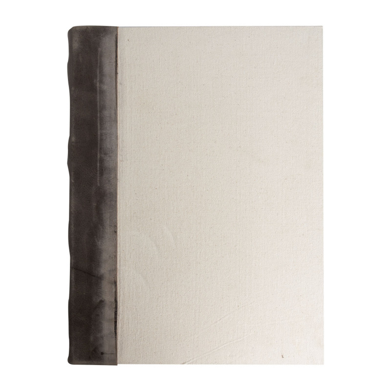 Recycled paper cream notebook with side leather 25.5 x 35.5 h4 cm