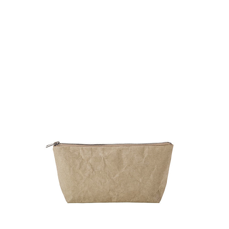 Pochette en fibre de cellulose avec zip couleur lin 8 x 34 h16 cm