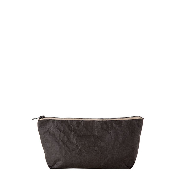 Pochette con zip in fibra di cellulosa nero 8 x 34 h16 cm