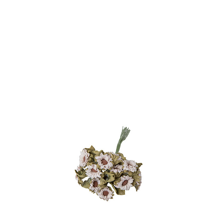 Bouquet de 12 marguerites roses fait a la main h15 cm