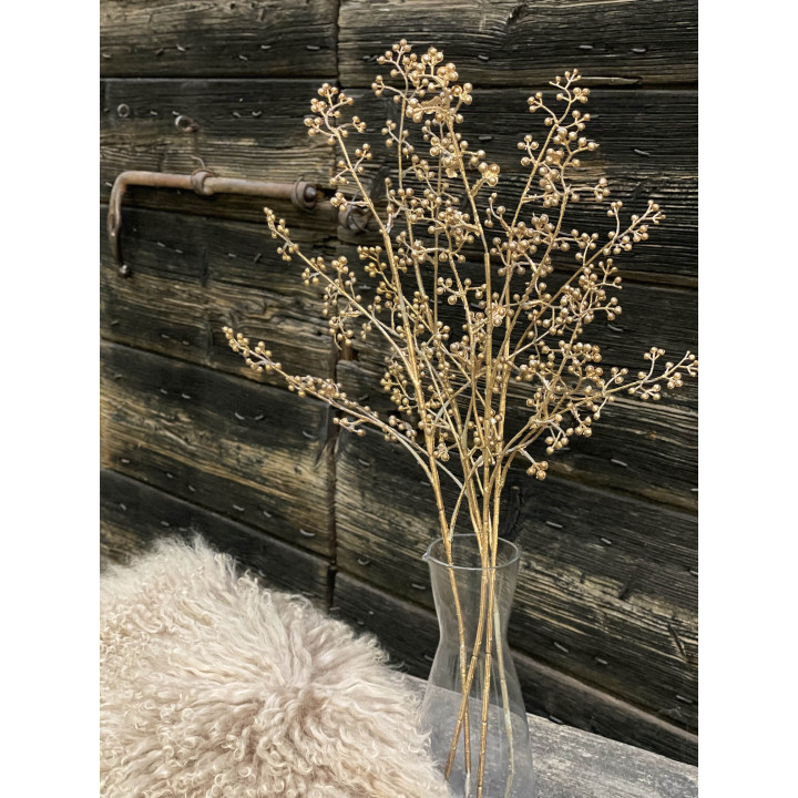 Branche artificielle de baies dorees h60 cm