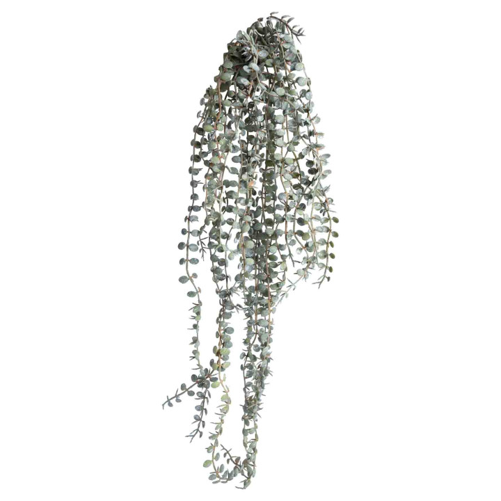 Branche artificiel avec feuilles rondes vertes fonces h65cm