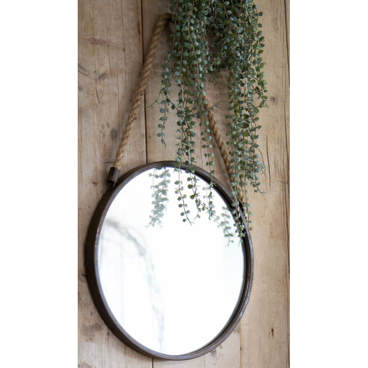 Artificial falling branch with round dark green leaves h65cm