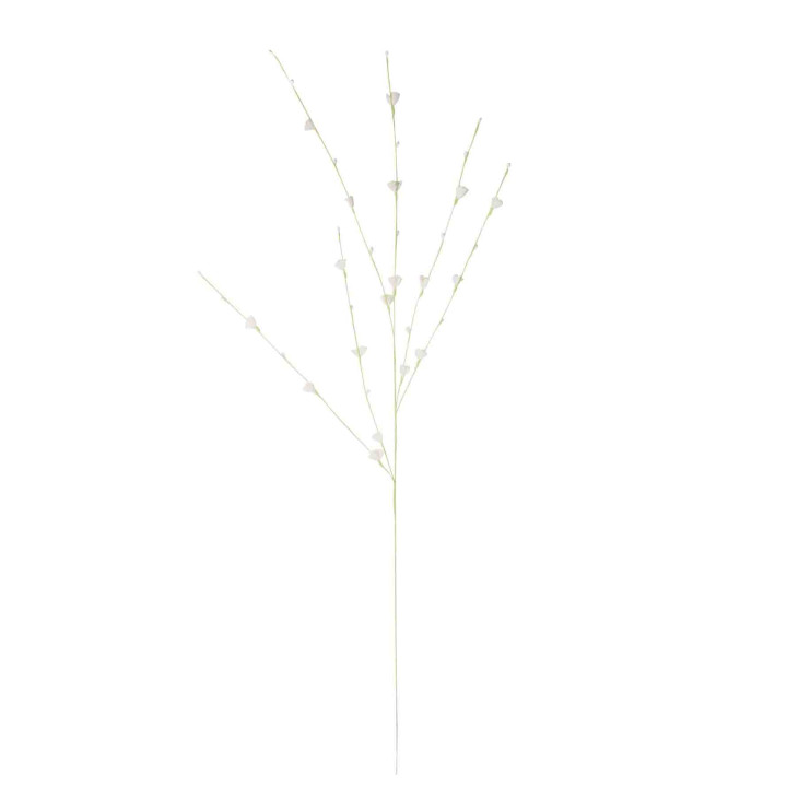 Handmade paper green branch with white blossoms h80 cm