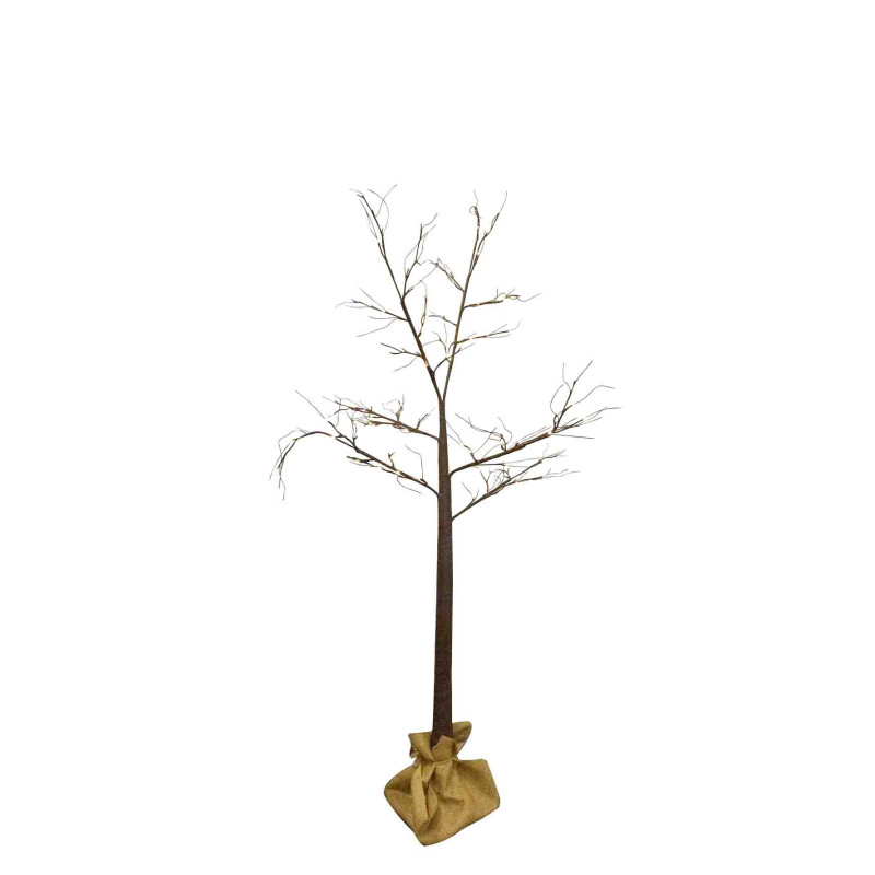 96 led light brown tree with jute sack and plug suitable for outdoor use h 180 cm