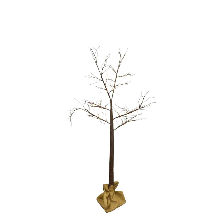 Arbre marron 96 led sur secteur avec sac en jute interieur/exterieur h180 cm