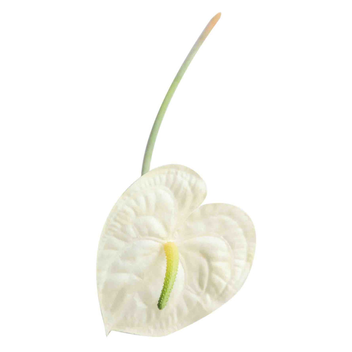 Artificial white anthurium flower h58 cm