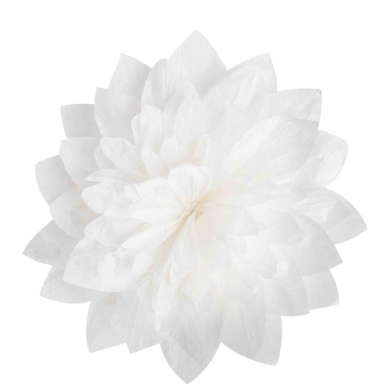 Fleur en papier blanche recycle fait a la main d28 cm