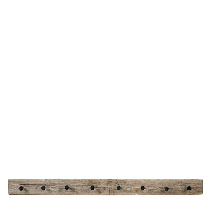 Portemanteau en bois brut avec 8 grandes vis 200 x 16 cm
