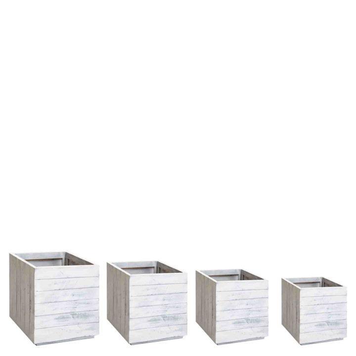 Set di 4 fioriere in legno bianche h50 cm
