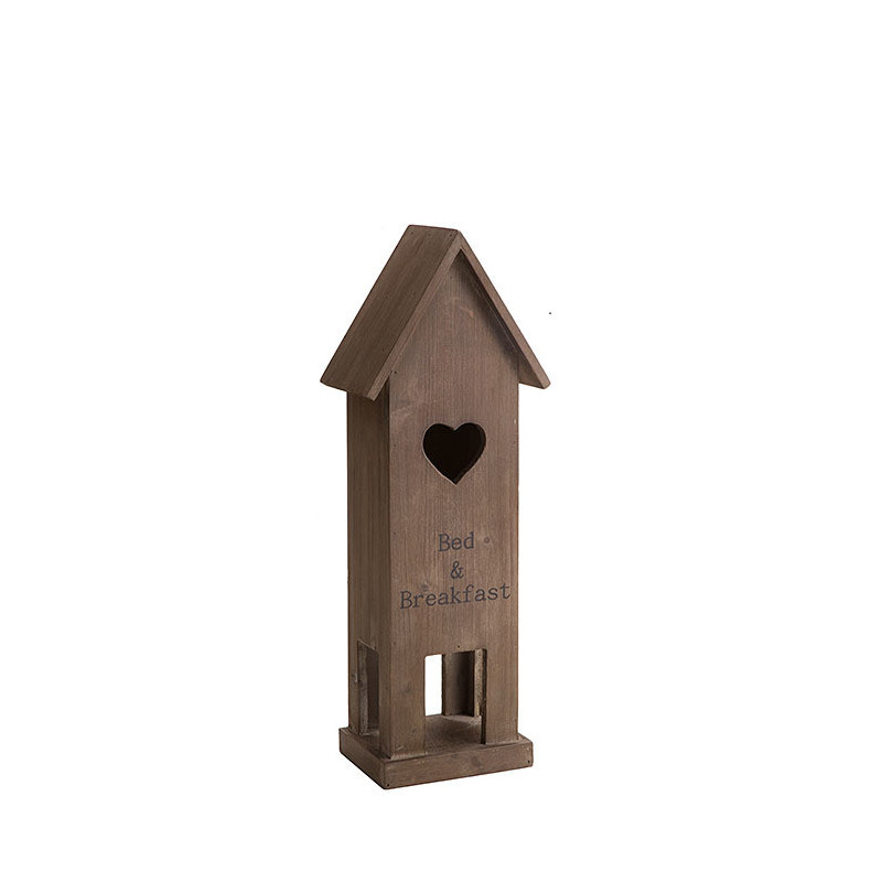 Casetta per uccellino b&b legno con scritta nera 11 x 15 h50 cm