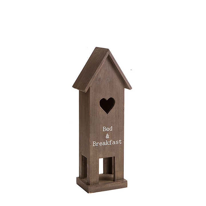 Petit nichoir pour oiseaux avec inscription blanche "bed & breakfast"
