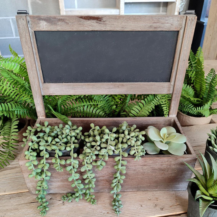 Bistrot wooden crate with blackboard 36 x 13 h27 cm