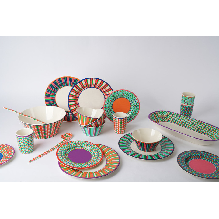 Assiette ovale pop stripes colorÉe mÉlamine