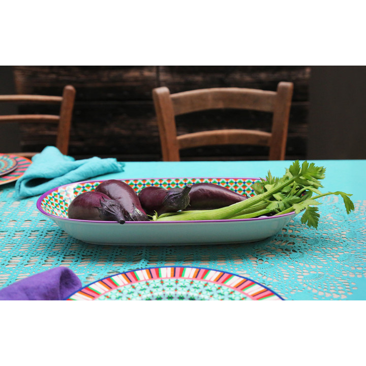 Pop stripes colorful melamine oval plate