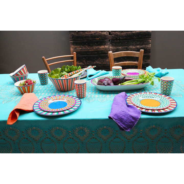 Pop stripes colorful melamine oval plate
