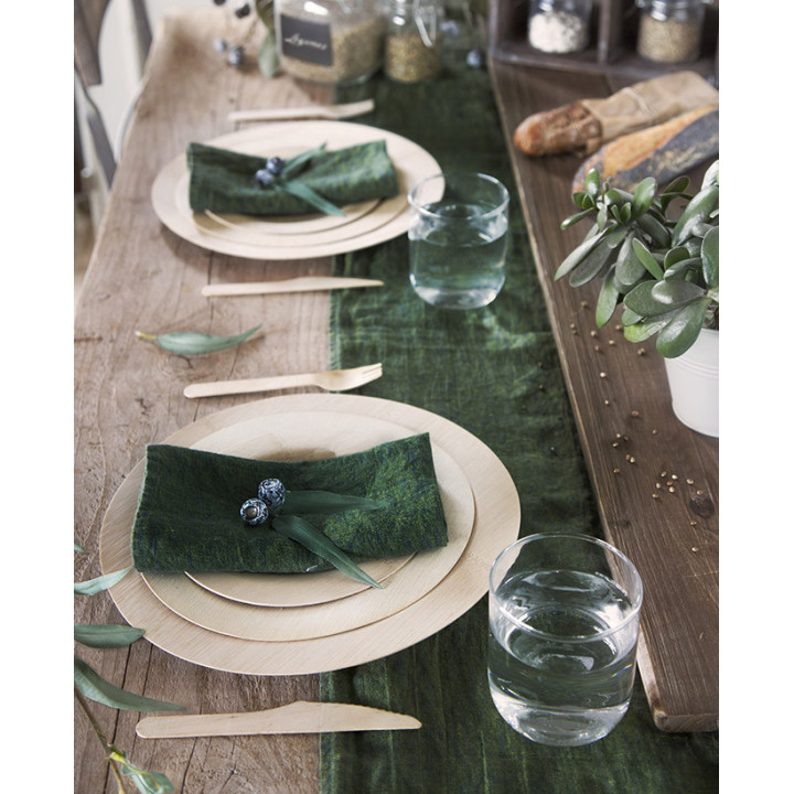 Assiette jetable couleur naturelle en bambou d17.5 cm