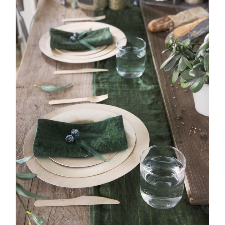 Disposable bamboo plate natural color d22.5 cm