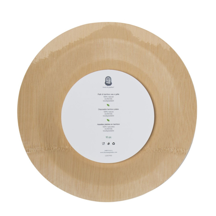Assiette jetable couleur naturelle en bambou d28 cm