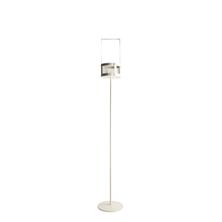Porte-bougie en fer blanc + cylindre en verre borosilicate h130cm