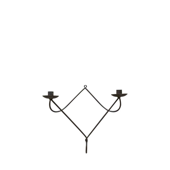 Chandelier en fer noir pour deux bougies 38 cm