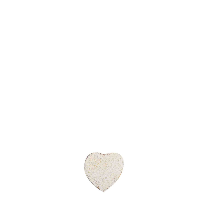 White/rusty metal heart with loop  h4 cm